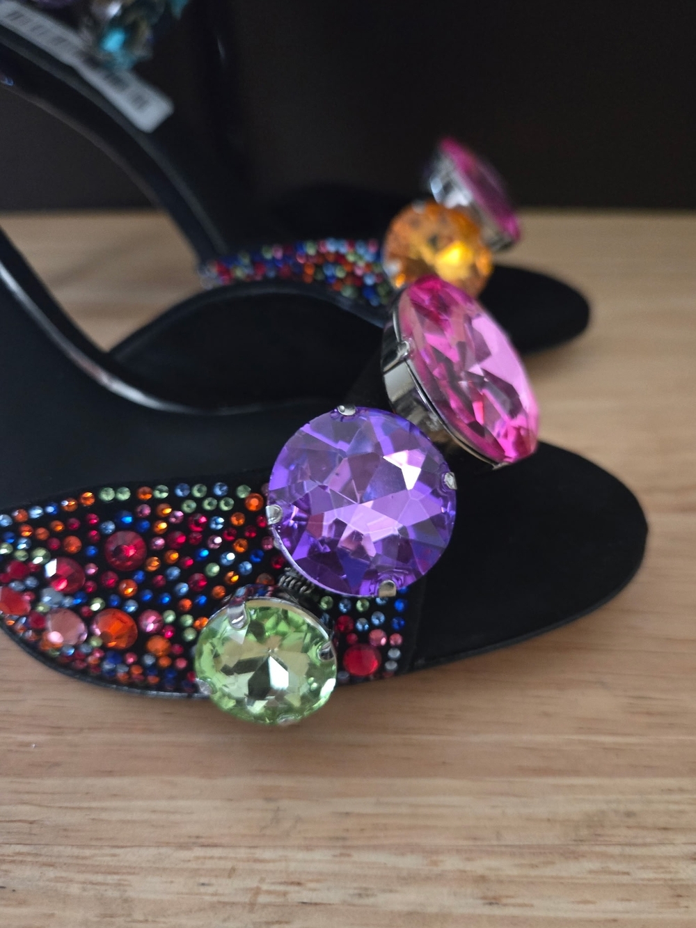 Gianni Bini Oaklynn Suede Rainbow Rhinestone Jeweled Ankle Sandals Size 7 - Picture 2 of 9